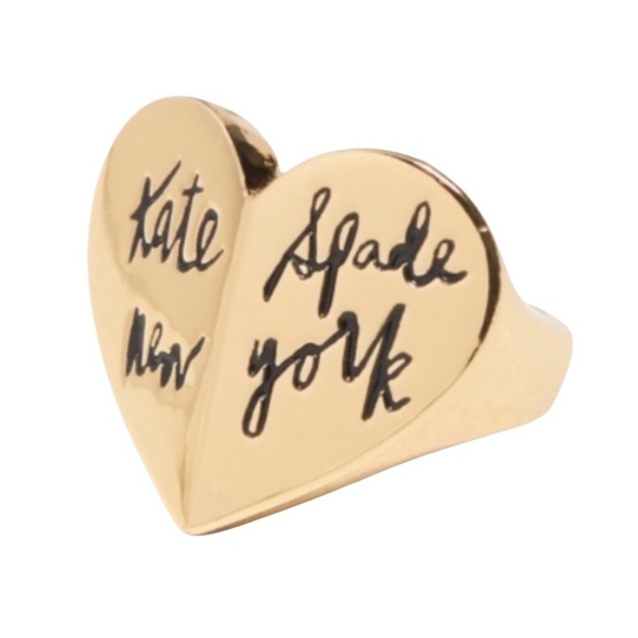 KATE SPADE • Gold Heritage Heart Script Ring - Picture 1 of 4